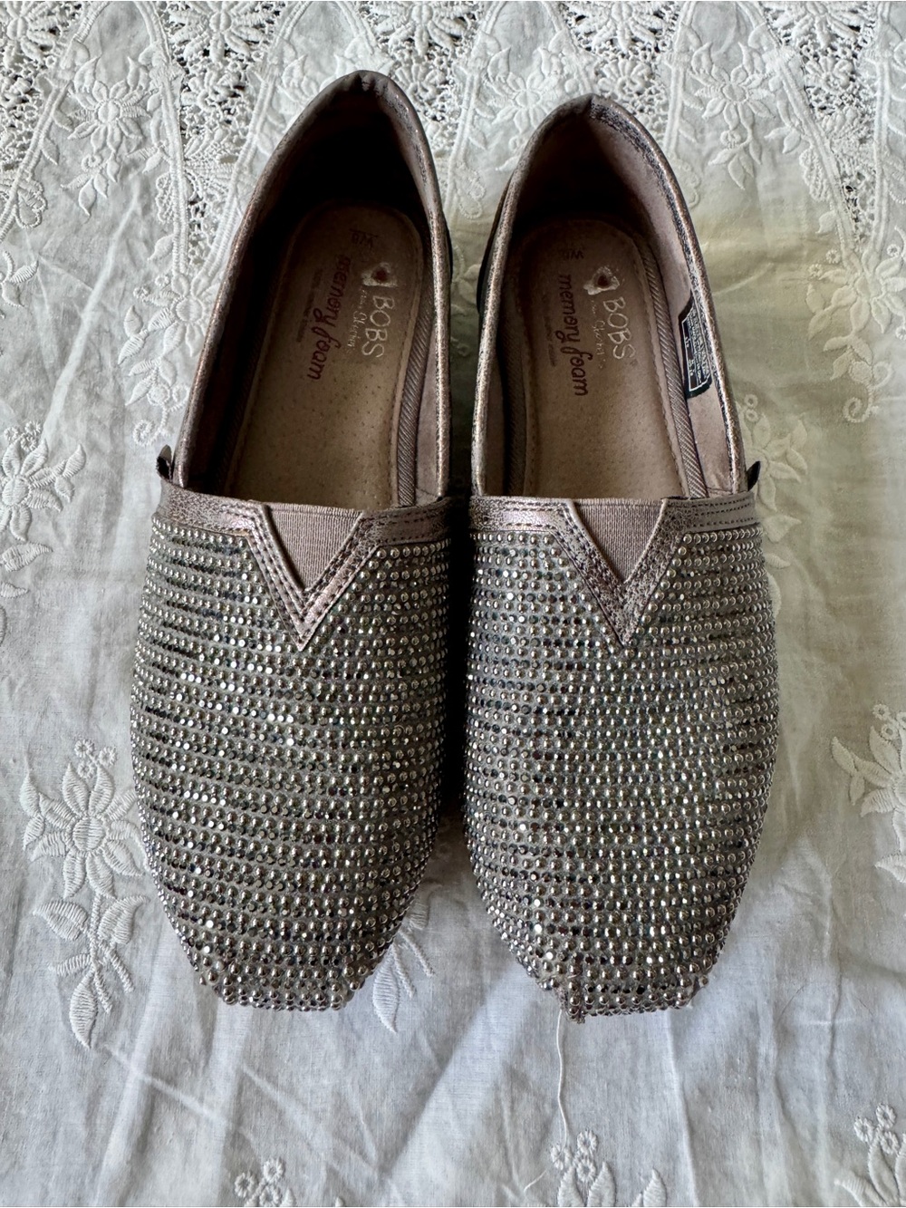 Luxe BOBS from Skechers Big Dreamer Pewter Slip-On Memory Foam Flats